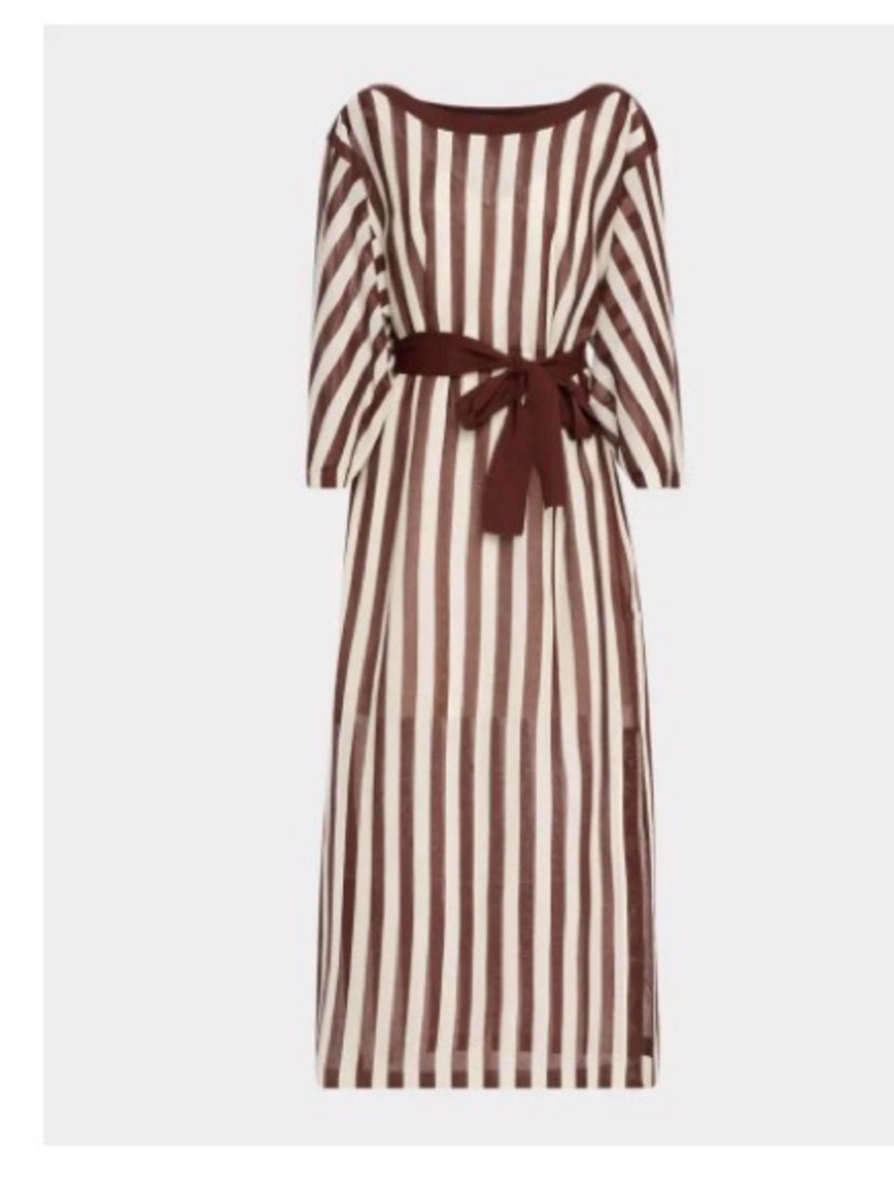 Zimmermann Cream and Brown Striped Belted Maxi Dress